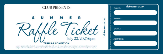 White Typographic Summer Raffle Ticket | Raffle Ticket | Raffle Ticket 2025 Twitter Banner template